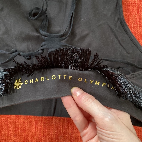 Charlotte Olympia x Puma Black Fringe Crop Top Sports Bra - Picture 5 of 9